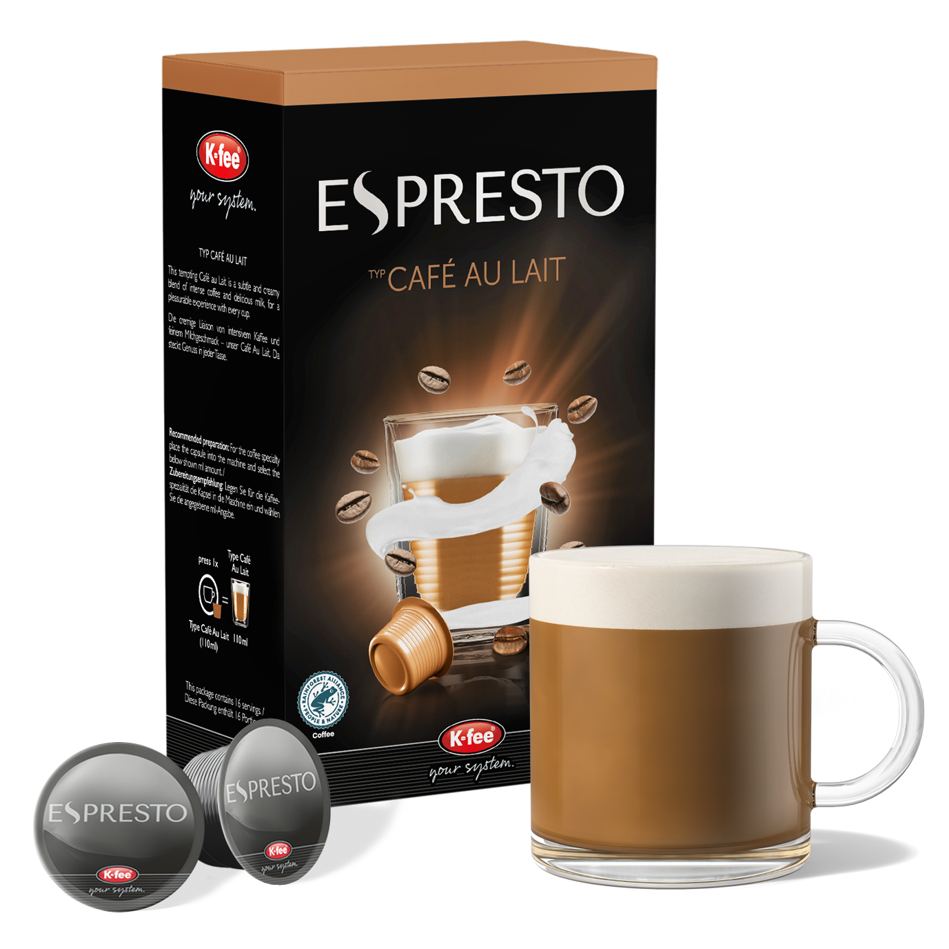 ESPRESTO Café Au Lait - 6 Packungen Kapseln günstig online bestellen | K-fee®