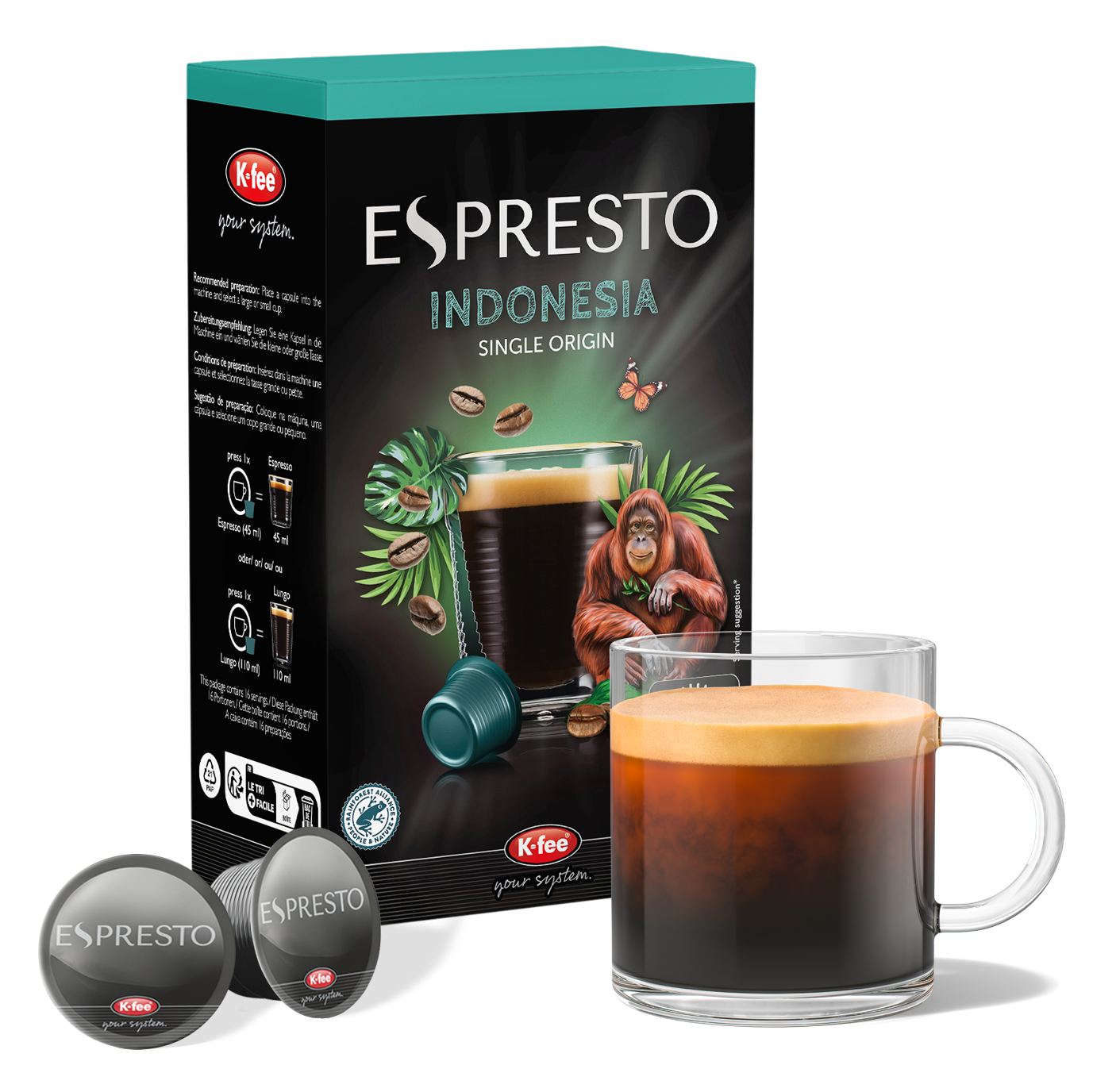 ESPRESTO Single Origin Indonesia - 6 Packungen Kaffeekapseln günstig online bestellen | K-fee®