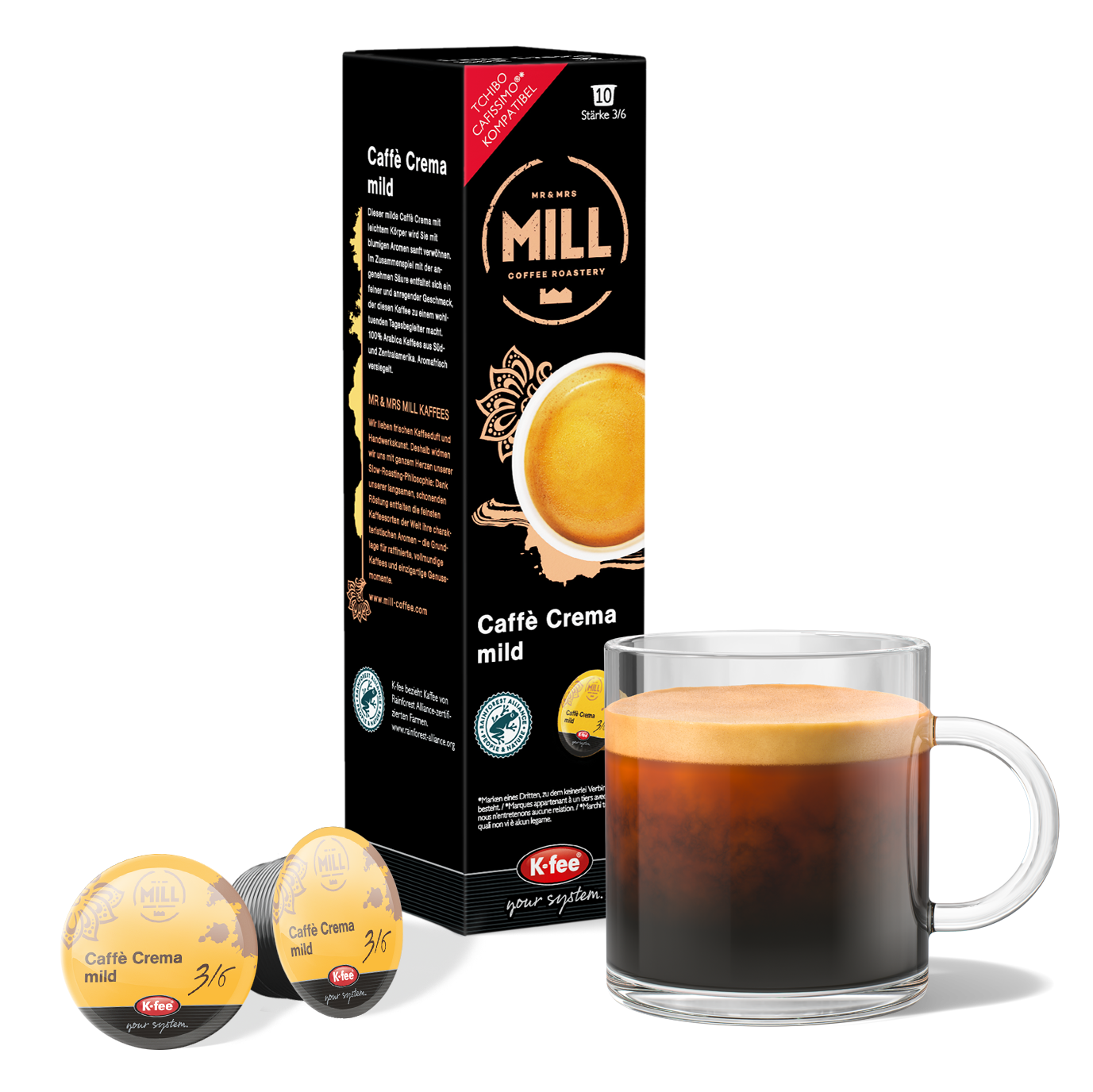 Mr & Mrs Mill Caffe Crema Mild Kaffeekapseln günstig online bestellen | K-fee®