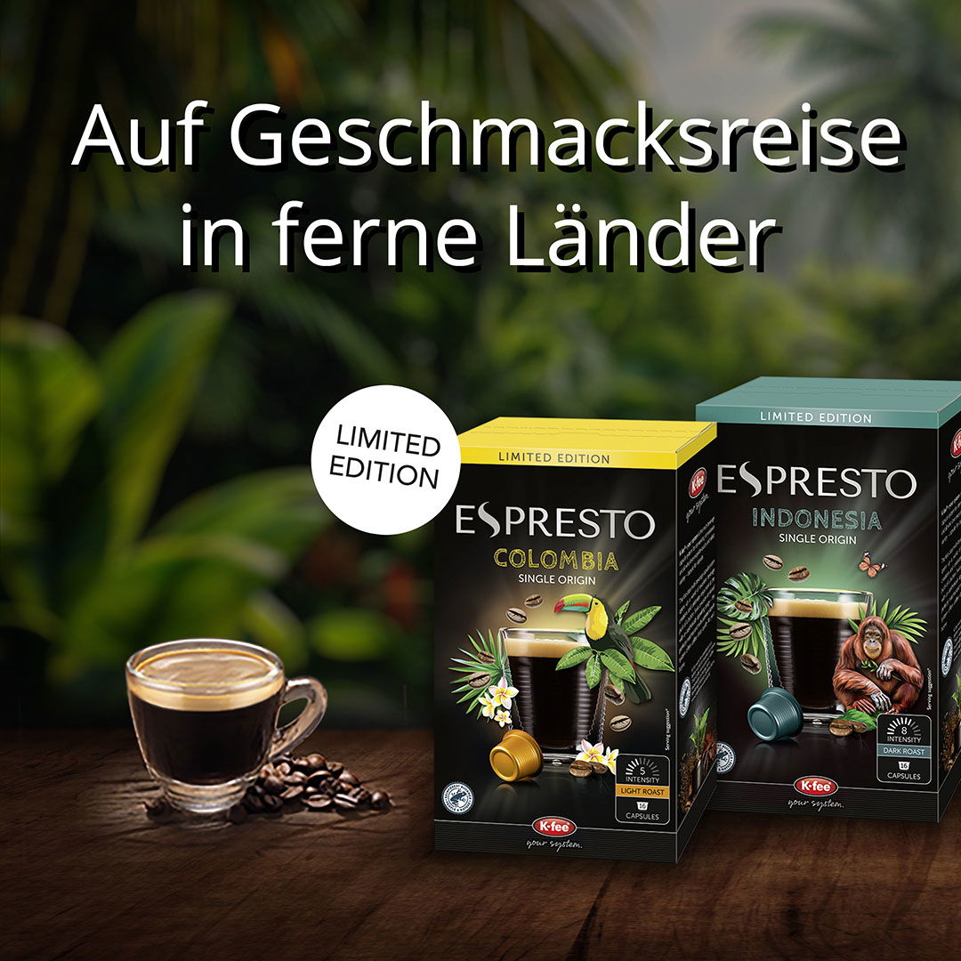Mit dem Single Origin Kaffee aus Kolumbien und Indonesien in ferne Länder reisen.