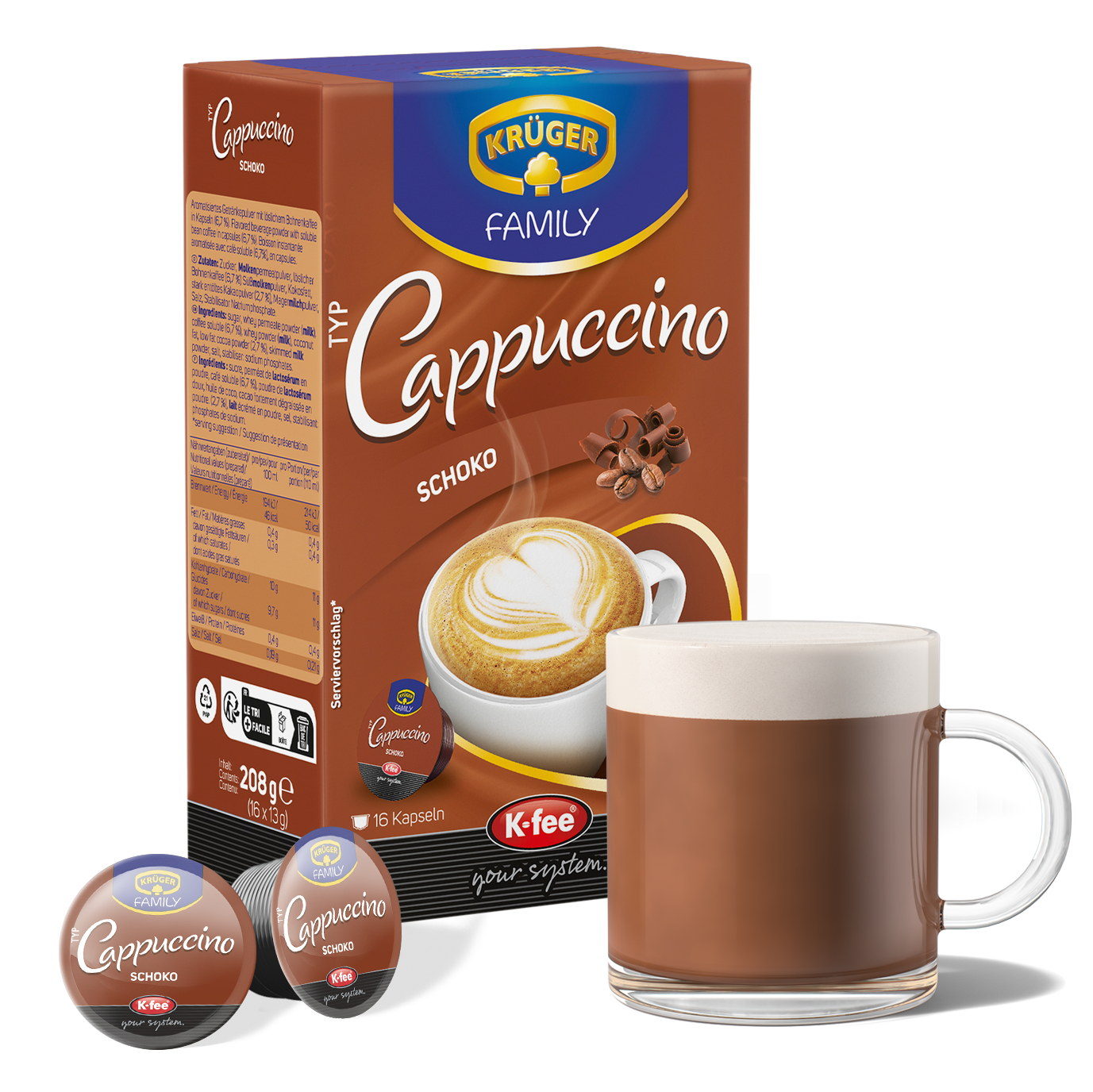 Krüger Cappuccino Schoko Kaffeekapseln günstig online bestellen | K-fee®